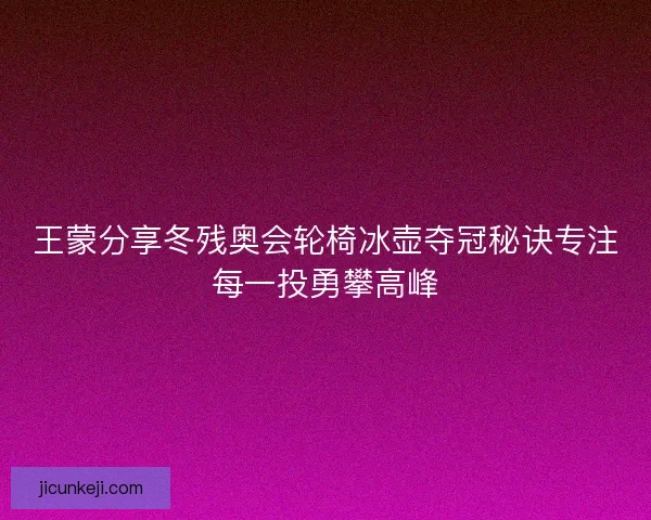 王蒙分享冬残奥会轮椅冰壶夺冠秘诀专注每一投勇攀高峰